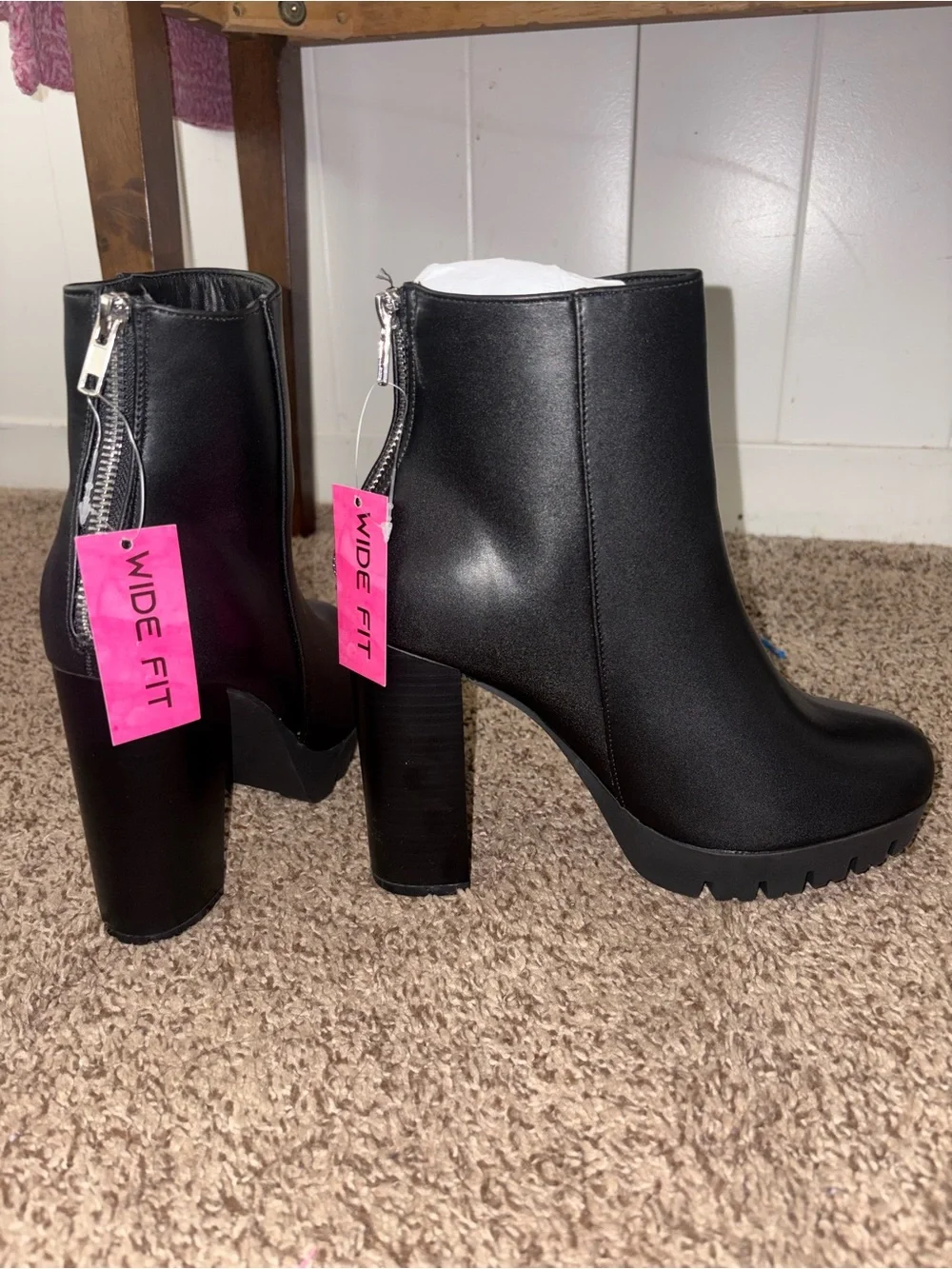 Fashion Nova Black Platform Ankle Booties - Wide Fit